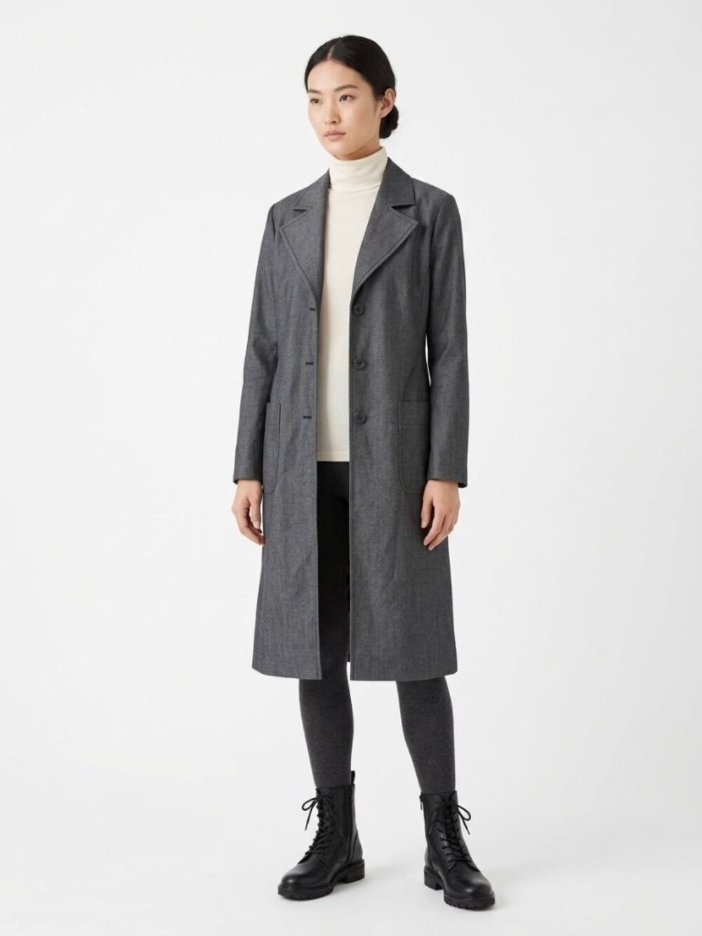 Old Navy Coat Gray Wool Blend Midi Goth Punk Grunge M